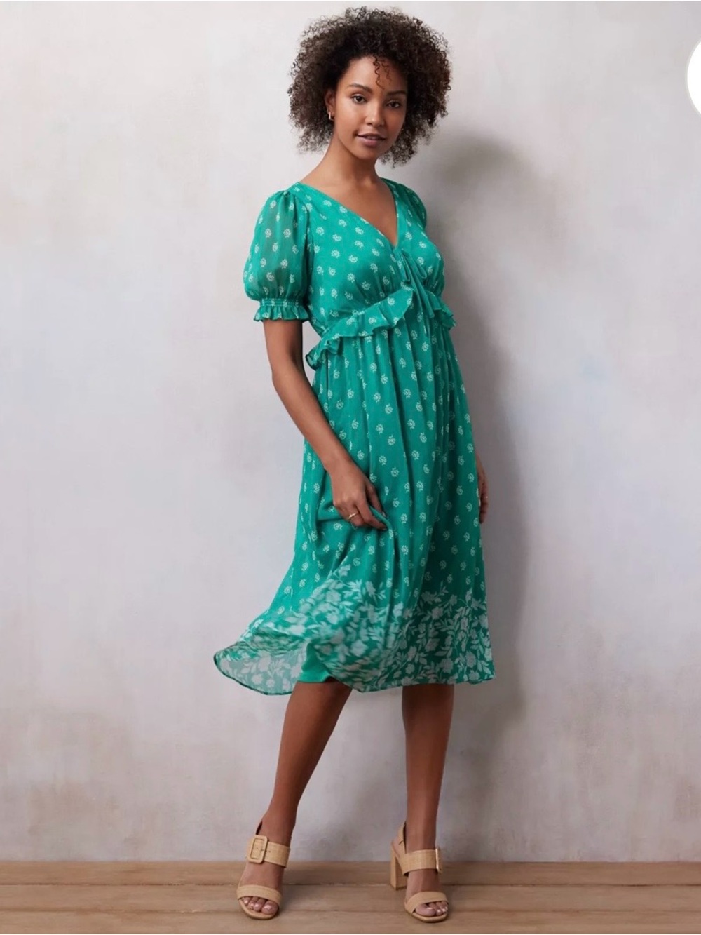 LC Lauren Conrad Green Floral Maxi Dress